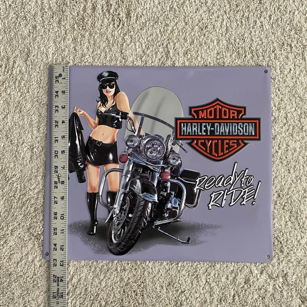 Harley Davidson Jacket Babe Embossed Tin Sign - Picture 6 of 6